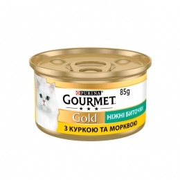 Gourmet Gold ніжні биточки для котів із куркою та морквою, 85 г -  Вологий корм для котів -   Клас Преміум  