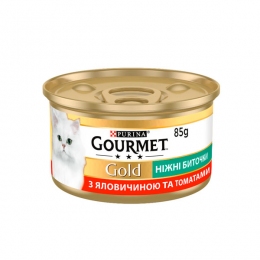 Gourmet Gold биточки для котів із яловичиною та томатом, 85 г -  Корм для виведення вовни -    
