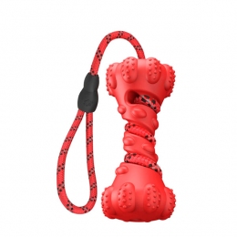 Игрушка Кость с канатом красная, 16 см - Игрушка для чистки зубов собак