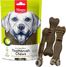 Wanpy (Toothbrush Chews Chicken) Зубна щітка зі смаком курки, жувальні ласощі для собак 100г -  Ласощі для собак -    