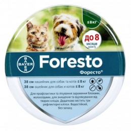 Foresto (Форесто) ошейник от блох и клещей для собак и кошек, Bayer -  Средства от блох и клещей для собак -   Действующее вещество: Имидаклоприд  
