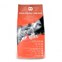 Better Adult Chicken & Pork сухой корм для котов и кошек с курицей и свининой, 1,5 кг - Корм для выведения шерсти у кошек