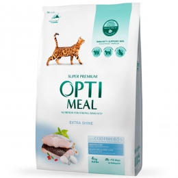OptiMeal Adult Cat Extra Shine Codfish Сухой корм для котов с треской -  Корм Оптимил для котов 