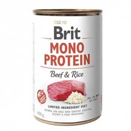 Brit Mono Protein Beef&Rice влажный корм для собак с говядиной и рисом 400г -  Влажный корм для собак -   Вес консервов: До 500 г  
