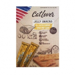 Ласощі CatLover Jelly Snacks для кішок у желе з сиром, шинкою та яйцем 8х10 гр - Смаколики та ласощі для котів