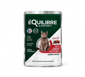 eQi Влажный корм в соусе для взрослых и стерилизованных кошек с говядиной, фасолью и томатами пауч 85 г -  Влажный корм для котов -   Потребность: Стерилизованные  