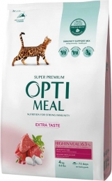 АКЦІЯ Optimeal Повно раціонний сухий корм для дорослих кішок з високим вмістом телятини 4 кг - 