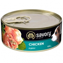 Savory Влажный корм для щенков всех пород с курицей -  Влажный корм для собак -   Ингредиент: Курица  