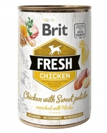 Brit Fresh Chicken Sweet Potato Вологий корм для дорослих собак усіх порід з куркою та бататом, 400 г -  Вологий корм для собак -   Інгредієнт Курка  