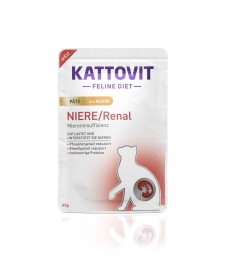 Вологий корм Kattovit Renal Chicken Pate для котів, з куркою паштет, 85 г -  Вологий корм для котів -   Потреба Ниркова недостатність  