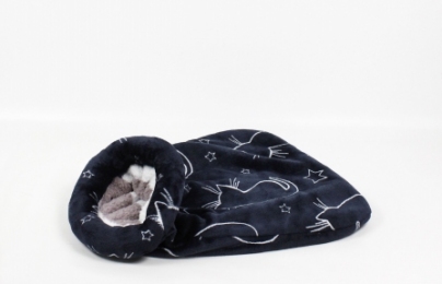 Спальник Кіт велсофт, овчина 64*62 см. -  Будиночки, лежанки для кішок -   Вид З будиночком  