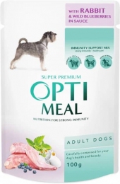 Optimeal Вологий корм для собак із кроликом і чорницею в соусі 100 г -  Консерви для собак Optimal 