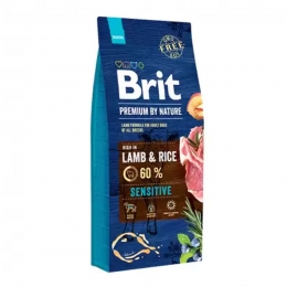 Brit Premium Sensitive Lamb & Rice корм для собак с чувствительным пищеварением 3кг + консерва Brit Premium Dog 400г -  Корм Brit Care для собак 