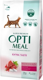 АКЦИЯ Optimeal Полно рационный сухой корм для взрослых кошек с высоким содержанием телятины 1.5 кг - 