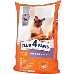 Club 4 Paws (Клуб 4 лапы) Premium Indoor 4 in 1 Adult Cat Chicken Сухой корм для кошек живущих в помещении с курицей -  Сухой корм для кошек -   Вес упаковки: 1,01-4,99 кг  