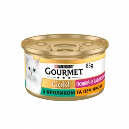 Gourmet Gold шматочки для котів із кроликом і печінкою, 85 г -  Вологий корм для котів -   Клас Преміум  