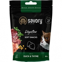 Мягкое лакомство Savory Digestion для улучшения пищеварения кошек утка и чабрец 50 гр. -  Лакомства для кошек -   Потребность: При нарушении пищеварения  