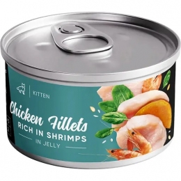 Влажный корм Savory Chicken Fillets rich in Shrimps in Jelly for Kittens для котят филе курицы с креветками в желе, 70 гр. -  Консервы для кошек Savory 