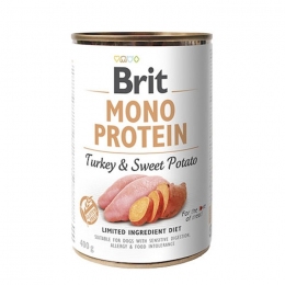 Brit Mono Protein Turkey & Sweet Potato вологий корм для собак з індичкою і бататом 400г -  Brit консерви для собак 