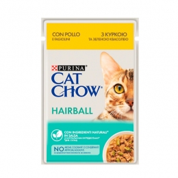 Cat Chow Hairball Control консерва для котів для виведення шерсті з куркою та зеленою квасолею, 85 г -  Вологий корм для котів преміум класу 