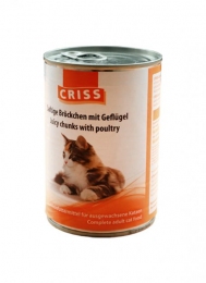 Criss консервы для кошек Сочные кусочки птицы 415гр 6026/114144 -  Влажный корм для котов -  Ингредиент: Птица 