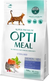 Optimeal Полнорационный сухой корм для стерилизованных кошек и кастрированных кошек с лососем -  Сухой корм для кошек -   Ингредиент: Лосось  