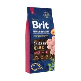 Brit L Premium Junior корм для щенков 3 кг + Консерва Brit Premium Dog 400г -  Корм Brit Care для собак 