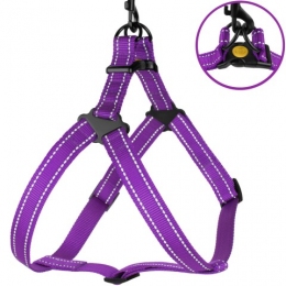 Шлея ACTIVE нейлоновая со светоотражением Фиолетовая -  Шлеи для собак BronzeDog     