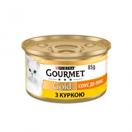 Gourmet Gold шматочки в соусі для котів із куркою, 85 г -  Корм для виведення вовни -    