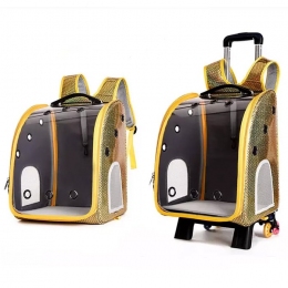 Рюкзак-переноска на колесах с иллюминатором для переноски животных, кожа, 32х44х28см - Рюкзаки переноски для собак