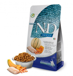 Сухой корм Farmina N&D Grain Free Ocean Cod, Shrimp, Pumpkin & Cantaloupe Melon Kitten для котят, с треской, креветками, гарбузом и дыней, 1,5 кг   - Similar products