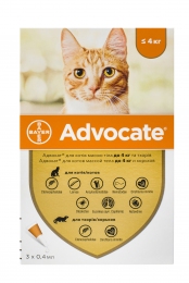 Advocate (Адвокат) Капли для кошек весом до 4 кг -  Противоглистные препараты для кошек -   Тип: Капли  
