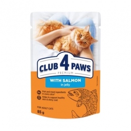 Акция Клуб 4 лапы влажный корм для кошек лосось в желе 85г -  Акция Сlub4Paws - Club 4 Paws     