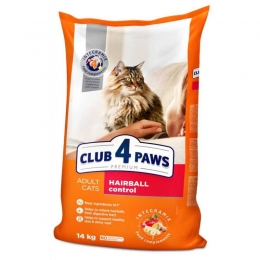 Акція Club 4 paws Hairball (Клуб 4 лапи) Корм для виведення шерсті у котів  -  Корм Клуб 4 Лапи для кішок 