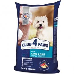Club 4 paws (Клуб 4 лапы) Adult Small Breeds Lamb&Rice Гипоаллергенный корм для собак малых пород с ягненком и рисом -  Корм для белых собак - Club 4 Paws   