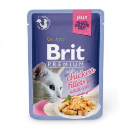 Brit Premium Cat pouch вологий корм для кішок філе курки в желе 85г -  Корм для виведення вовни -    