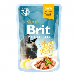 Brit Premium Cat pouch влажный корм для кошек филе тунца в соусе -  Консервы Brit Care (Брит Кеа) для котов 