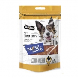 Ласощі для собак м'які курячі смужки (98%)Pause Snack 80г 8215 -  Ласощі для собак -   Вид В упаковці  