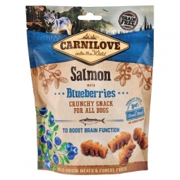 Ласощі Carnilove Crunchy with Salmon Blueberries - беззерновое для собак усіх порід Снек з лососем та чорницею 200 г -  Ласощі для собак -   Інгредієнт Лосось  