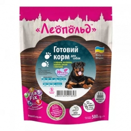 Леопольд консервы для собак с серцем, печенью, курицей, рисом и овощами 500гр 491853 -  Премиум консервы для собак 