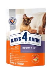 Club 4 paws (Клуб 4 лапи) Premium Indoor сухий корм для кішок живуть в приміщенні -  Сухий корм для кішок -   Вага упаковки: до 1 кг  