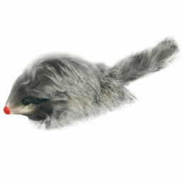 Мышь натуральная серая с пищалкой 7,5см 3 шт SQ3N -  Игрушки для кошек -   Материал: Мех  