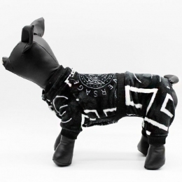 Комбинезон Версаче черный махра (мальчик) -  Одежда для собак -   Материал: Махра  