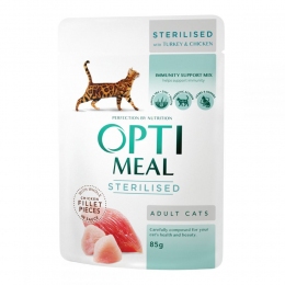 Акція Optimeal зі 85г сухий корм для кастрованих котів індичка 906015 -  Дієтичний корм для кішок -    