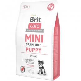 Brit Care GF Mini Puppy Lamb корм для щенков мелких пород 2кг + 2 пауча Brit Care Dog Mini Fillets -  Корм Brit Care для собак 