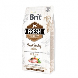 Brit Fresh Turkey & Pea Light Fit & Slim Adult Гіпоалергенний корм для собак із надмірною вагою з індичкою та горошком 2,5 кг + консерва Brit Fresh Dog 400 г -  Корм для собак для контролю ваги 