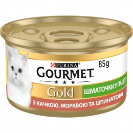 АКЦІЯ Gourmet Gold Шматочки в паштеті вологий корм з качкою, морквою та шпинатом для кішок 85 гр - Similar products