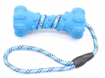 Іграшка снаряд із канатом синя 16 см -  Іграшки для собак  -    