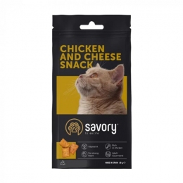 Лакомство SAVORY Snack для кошек с курицей и сыром 60гр -  Лакомства для кошек -   Вкус: Сыр  