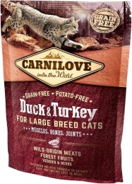 Carnilove Cat  Large Breed с уткой и индейкой сухой корм для кошек крупных пород 400 г -  Сухой корм для кошек -   Ингредиент: Утка  